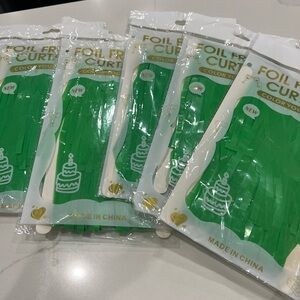 5 pack Green Foil Fringe Curtain - Party Supplies